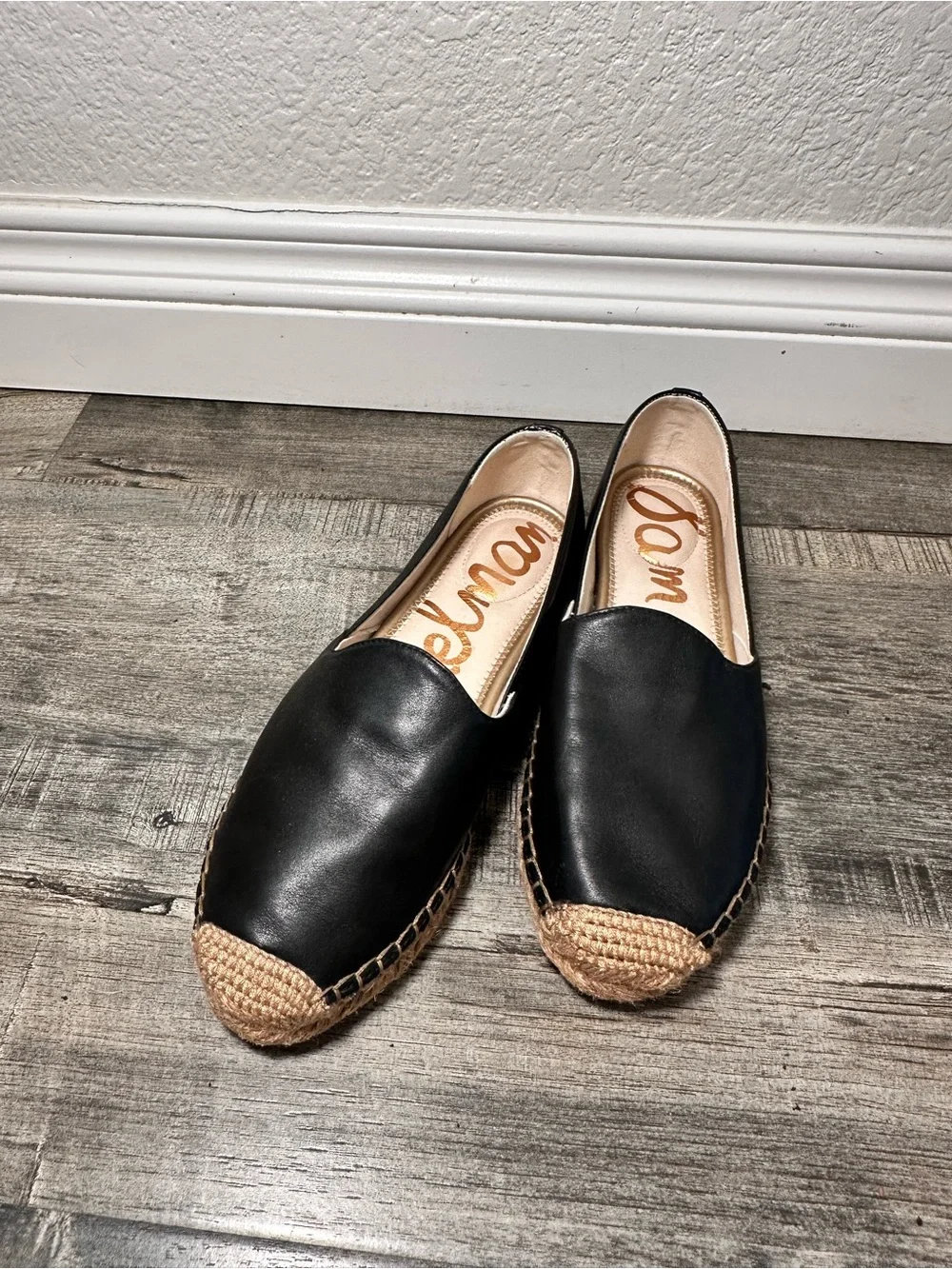 Sam Edelman Black Leather Espadrille Flats